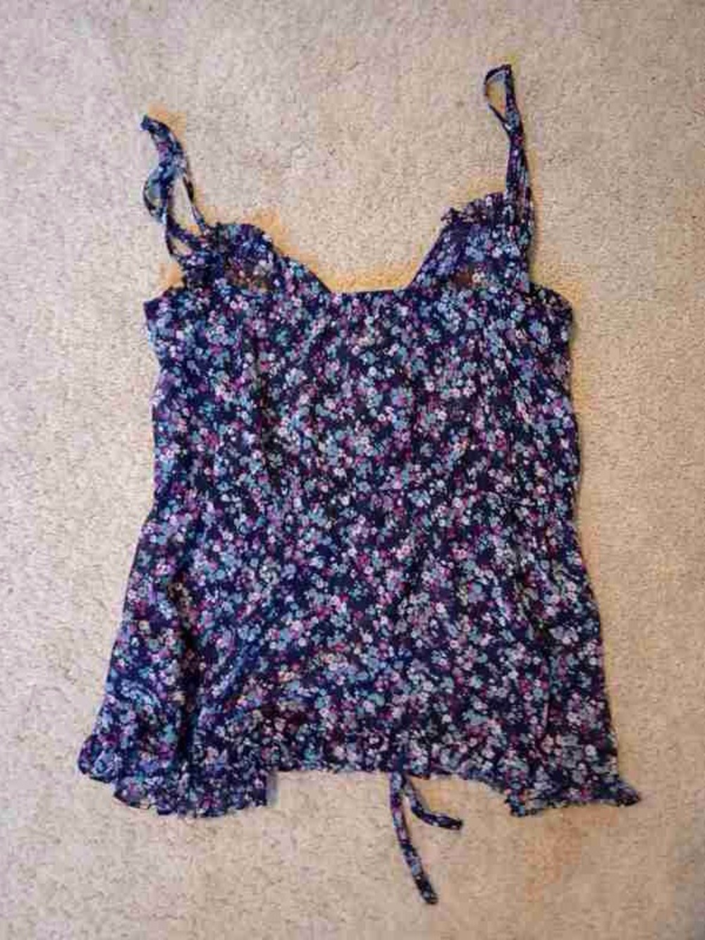 Floral Navy Spaghetti-Strap Cami Top